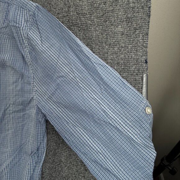 Armani Exchange Hidden Buttons Button Up Shirt Long Sleeve Blue Medium Slim Fit - Picture 15 of 16